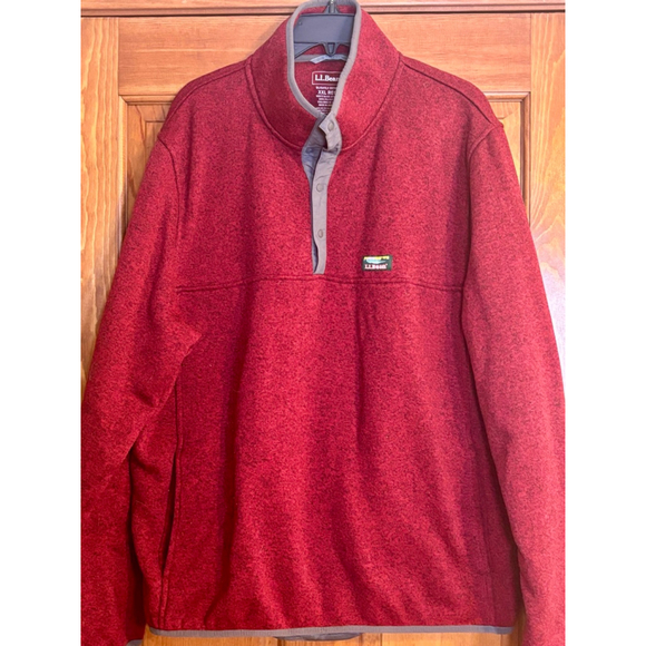 L.L. Bean Men’s Fleece Pullover Red Quarter Snap XXL Slightly Fitted - Picture 1 of 9